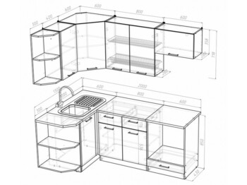 Кухонный гарнитур Илона прайм 1300х2000 мм