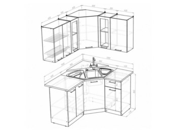 Кухонный гарнитур Лариса оптима 2 1500х1300 мм