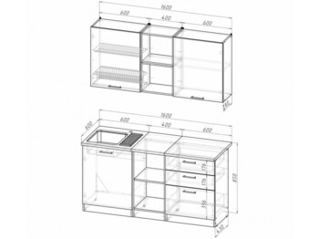 Кухонный гарнитур Лариса стандарт 5 1600 мм