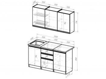 Кухонный гарнитур Лидия нормал 1500 мм