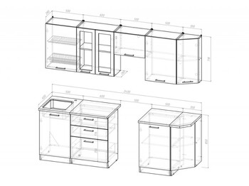 Кухонный гарнитур Лира базис 2400 мм