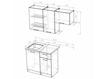 Кухонный гарнитур Лира медиум 1400 мм