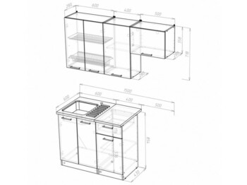 Кухонный гарнитур Лира нормал 1500 мм
