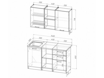 Кухонный гарнитур Мария медиум 4 1400 мм