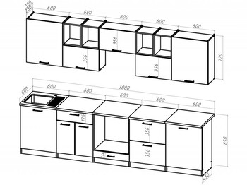 Кухонный гарнитур Оливия Экстра 3000 мм