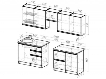 Кухонный гарнитур Сиена мега 2500 мм