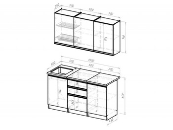 Кухонный гарнитур Сиена нормал 1500 мм