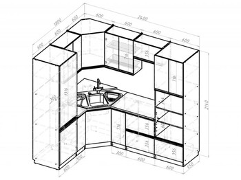 Кухонный гарнитур Сиена оптима 1800х2400 мм