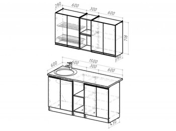 Кухонный гарнитур Сюита нормал 1500 мм