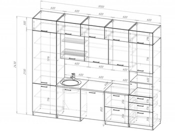 Кухонный гарнитур Терция экстра 5 3000 мм