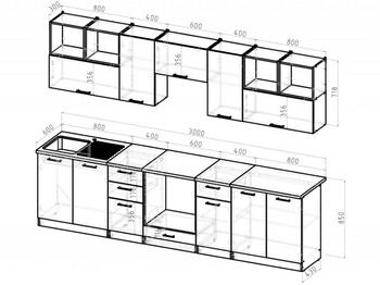 Кухонный гарнитур Виола Экстра 3000 мм
