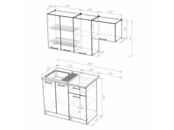 Кухонный гарнитур Яна нормал 1500 мм