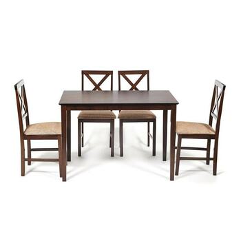 Обеденный комплект эконом Хадсон (стол , 4 стула) - Hudson Dining Set cappuccino (темный орех)