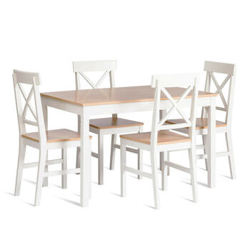 Обеденный комплект Хадсон (стол , 4 стула) - Hudson Dining Set (mod.0103) White (Белый) - natural (натуральный)