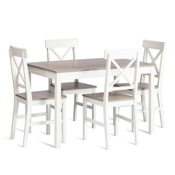 Обеденный комплект Хадсон (стол , 4 стула) - Hudson Dining Set (mod.0104) white (белый) - grey (серый)