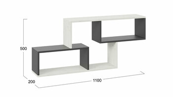 Полка настенная тип 4 Антрацит, Дуб крафт белый
