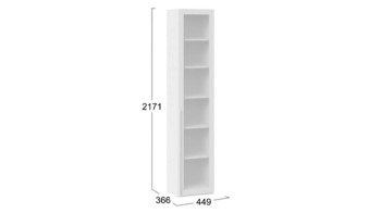 Шкаф для белья 366 с 1 дверью со стеклом Порто Белый Жемчуг-стекло сатин белое