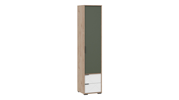 Шкаф для белья комбинированный Лео Гикори джексон-Белый матовый-Дымчатый зеленый