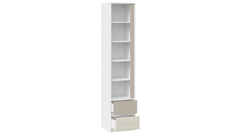 Шкаф для белья комбинированный Сканди Дуб Гарден, Белая, Глиняный серый