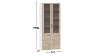 Шкаф для документов с 2-мя дверями со стеклом Успех-2 Дуб Сонома, Белый