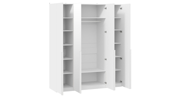 Шкаф для одежды 580 с 2 глухими и 2 зеркальными дверями Порто Белый Жемчуг, Белый софт