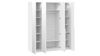 Шкаф для одежды 580 с 4 зеркальными дверями Порто Белый Жемчуг