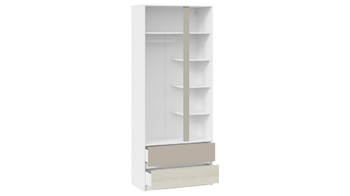 Шкаф для одежды комбинированный Сканди Дуб Гарден, Белая, Глиняный серый