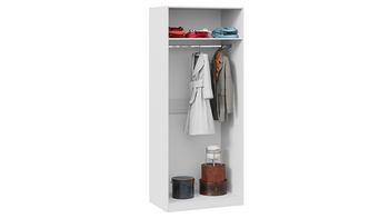 Шкаф для одежды с 2 дверями со стеклом Глосс Белый глянец, стекло