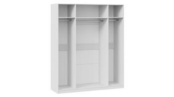 Шкаф комбинированный с 2 дверями со стеклом и 2 зеркальными дверями Глосс Белый глянец, стекло