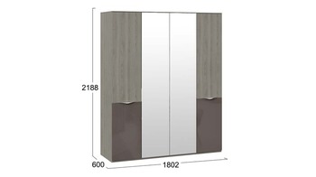 Шкаф комбинированный с 2 зеркальными дверями и 2 с ЛКП Либерти Хадсон, Фон серый