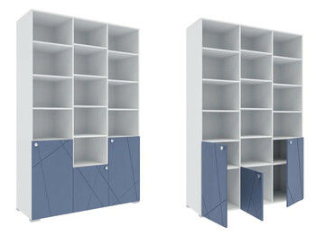 Шкаф комбинированный (с 3 дверьми) Абрис ПМ-332.25 исп.3 Дуб Адриатика синий/белый