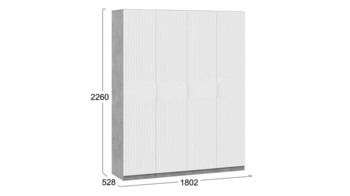 Шкаф комбинированный с 4-мя дверями Хилтон Ателье светлый, Белый матовый