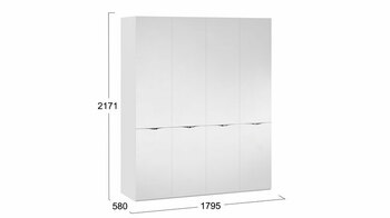 Шкаф комбинированный с 4 зеркальными дверями Глосс Белый глянец