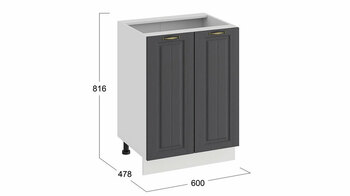 Шкаф напольный с двумя дверями Лина Белый-Графит