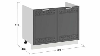 Шкаф напольный с двумя дверями под накладную мойку 800 Долорес Белый-Титан