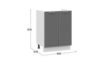 Шкаф напольный с двумя дверями под накладную мойку Белладжио Белый, Софт графит