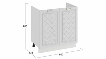 Шкаф напольный с двумя дверями под накладную мойку Бьянка Белый-Дуб белый
