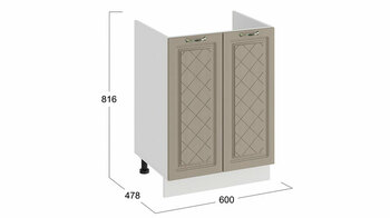 Шкаф напольный с двумя дверями под накладную мойку Бьянка Белый-Дуб кофе