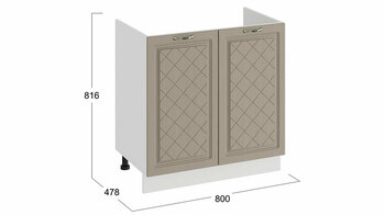 Шкаф напольный с двумя дверями под накладную мойку Бьянка Белый-Дуб кофе