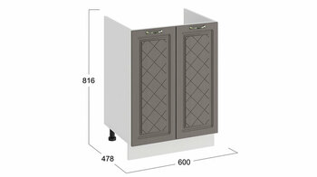 Шкаф напольный с двумя дверями под накладную мойку Бьянка Белый-Дуб серый
