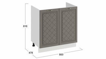 Шкаф напольный с двумя дверями под накладную мойку Бьянка Белый-Дуб серый