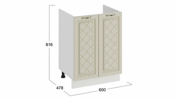 Шкаф напольный с двумя дверями под накладную мойку Бьянка Белый-Дуб ваниль