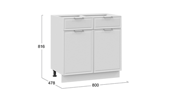 Шкаф напольный с двумя ящиками и двумя дверями Белладжио Белый, Фон белый