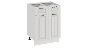 Шкаф напольный с двумя ящиками и двумя дверями Лина Белый-Белый