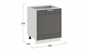 Шкаф напольный с одной дверью 500 Долорес Белый-Муссон