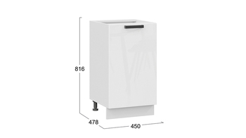 Шкаф напольный с одной дверью Детройт исп. 2 Белый, Белый глянец