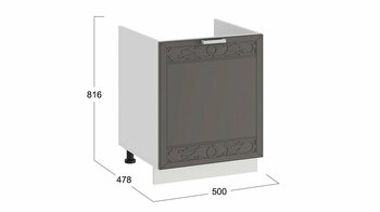 Шкаф напольный с одной дверью под накладную мойку 500 Долорес Белый-Муссон