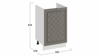 Шкаф напольный с одной дверью под накладную мойку Бьянка Белый-Дуб серый
