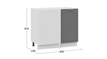 Шкаф напольный угловой Белладжио Белый, Софт графит