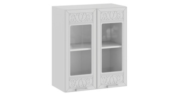 Шкаф навесной c двумя дверями со стеклом 600 Долорес Белый-Сноу